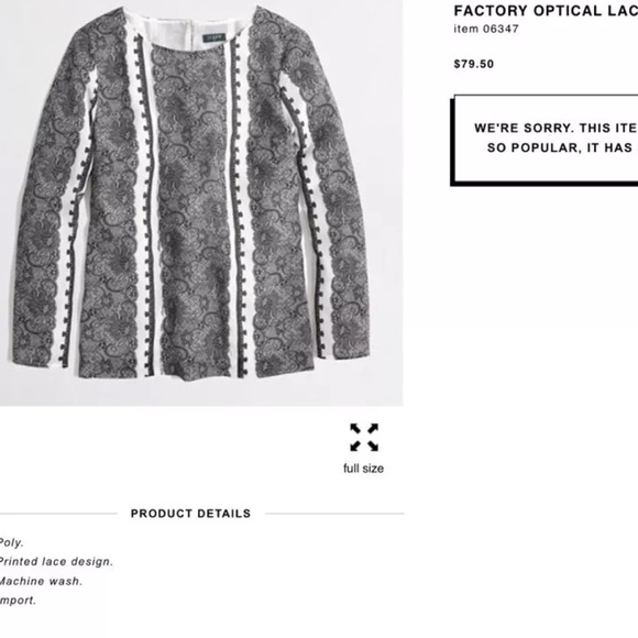 J.CREW Optical Lace Top Blouse Shirt Black White Printed Work Attire Classic - Picture 3 of 8